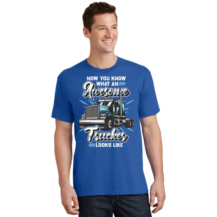 Awesome Trucker Gift Semi Truck Driver Big Rig Truckers Cute Gift T-Shirt