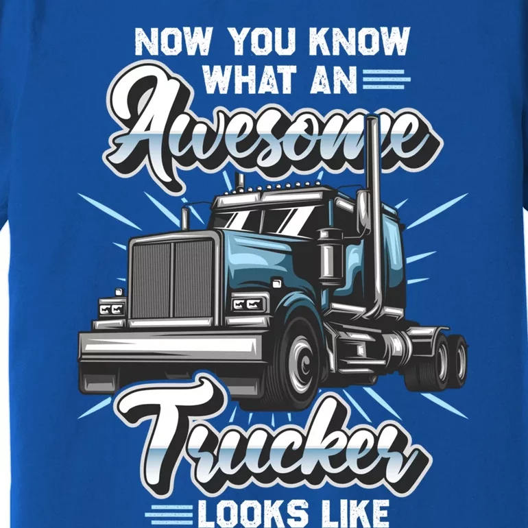 Awesome Trucker Gift Semi Truck Driver Big Rig Truckers Cute Gift Premium T-Shirt