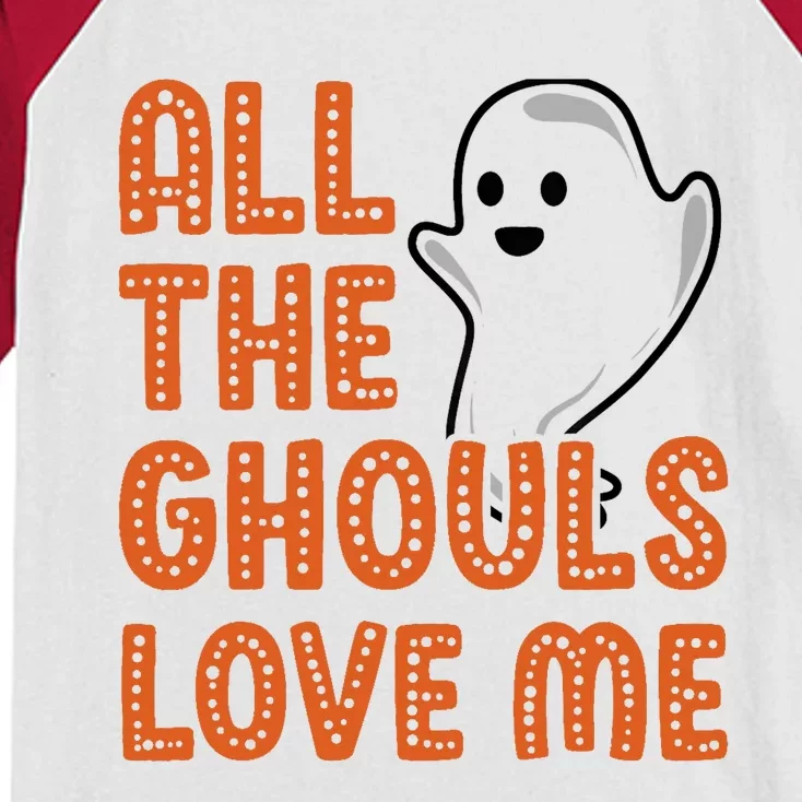 All The Ghouls Love Me Ghost Boy Halloween Kids Colorblock Raglan Jersey