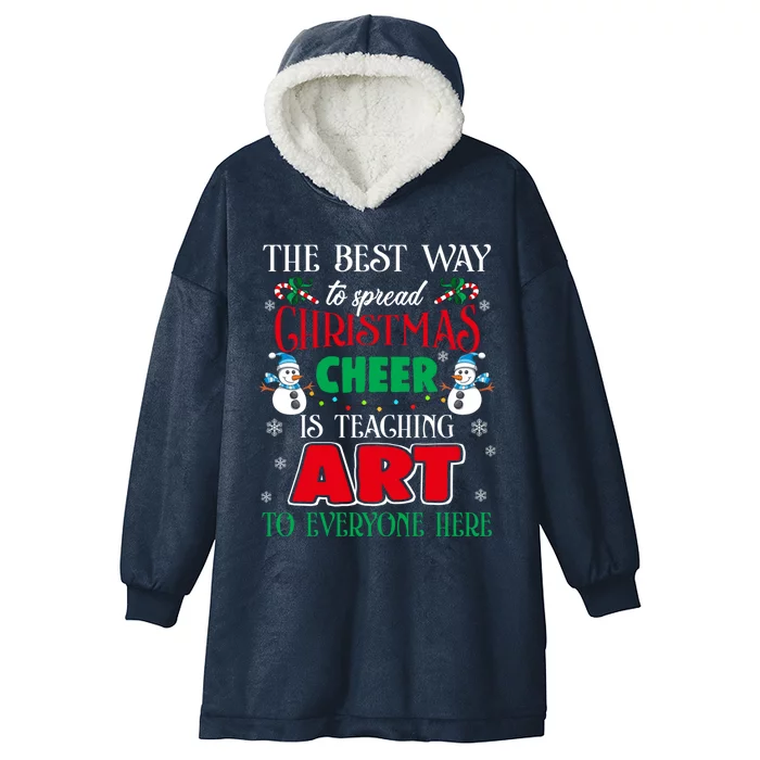 Art Teacher Gift Ugly Sweater Christmas Cheer Artist Cute Gift Hooded Wearable Blanket