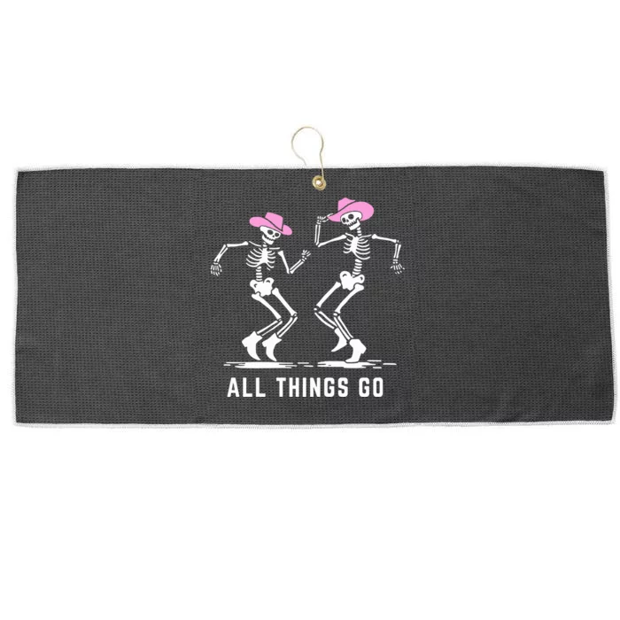 All Things Go Skeleton Cowboy Large Microfiber Waffle Golf Towel