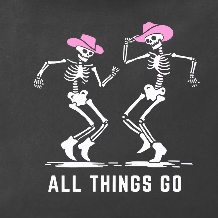 All Things Go Skeleton Cowboy Zip Tote Bag