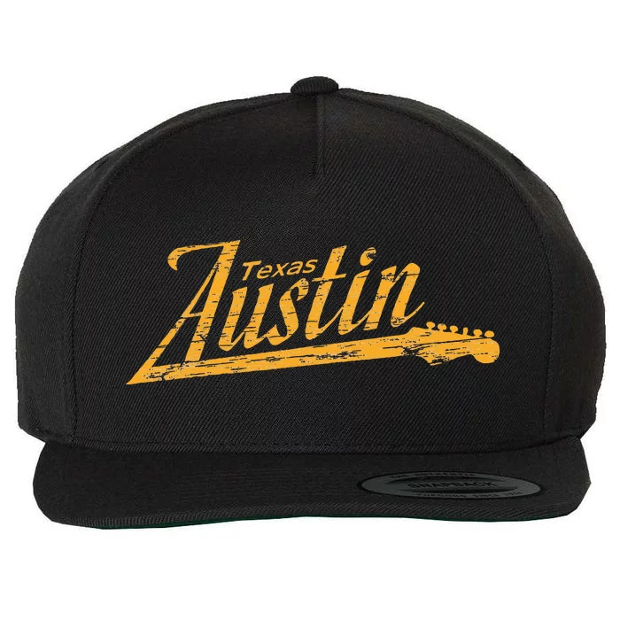 Austin Texas Guitar Neck Wool Snapback Cap