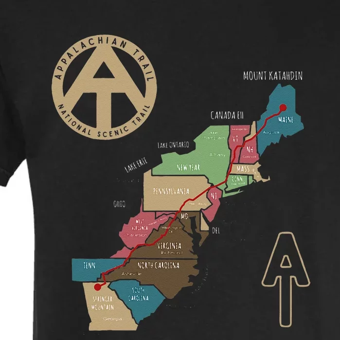 Appalachian Trail Hiking Map Garment-Dyed Heavyweight T-Shirt