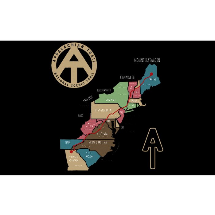 Appalachian Trail Hiking Map Bumper Sticker