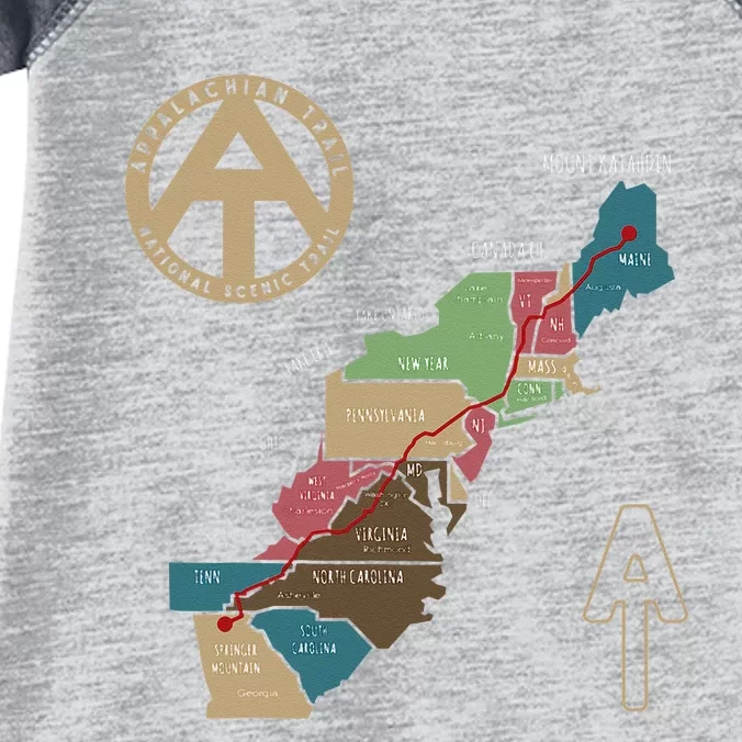 Appalachian Trail Hiking Map Infant Baby Jersey Bodysuit