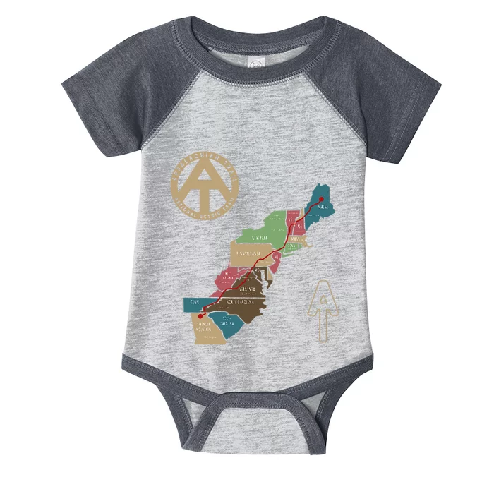 Appalachian Trail Hiking Map Infant Baby Jersey Bodysuit