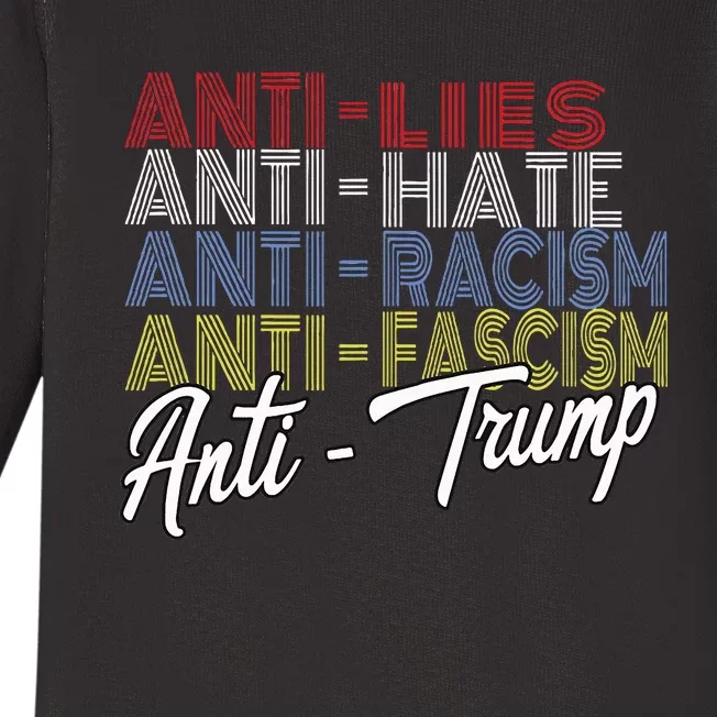 Anti Trump Hate Lies And Fascism Resist Vote Nov 5 2024 Baby Long Sleeve Bodysuit