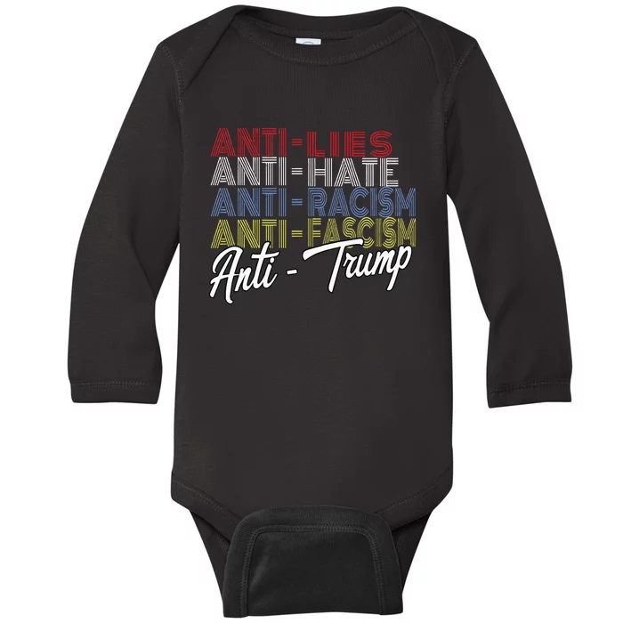 Anti Trump Hate Lies And Fascism Resist Vote Nov 5 2024 Baby Long Sleeve Bodysuit