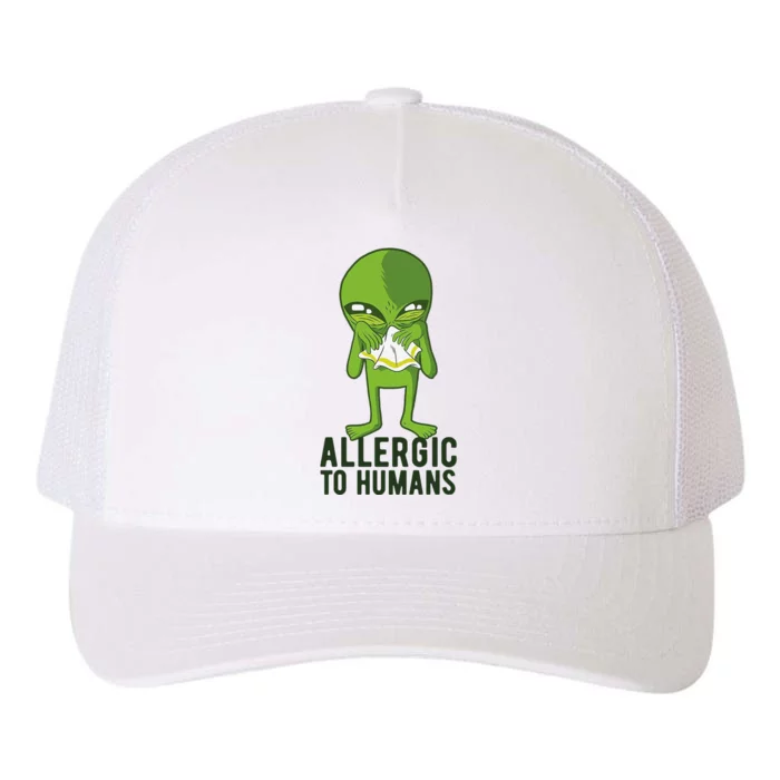 Allergic To Humans Funny Alien Yupoong Adult 5-Panel Trucker Hat