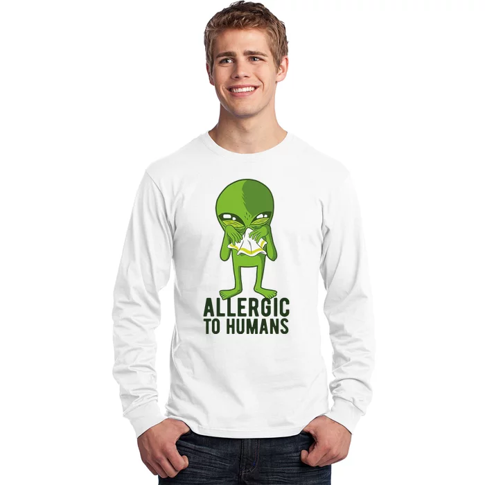 Allergic To Humans Funny Alien Long Sleeve Shirt