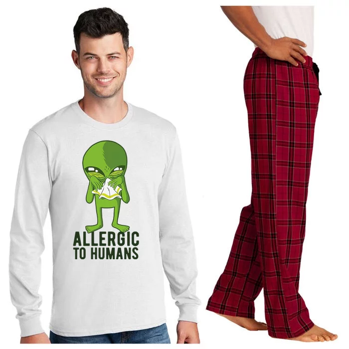 Allergic To Humans Funny Alien Long Sleeve Pajama Set