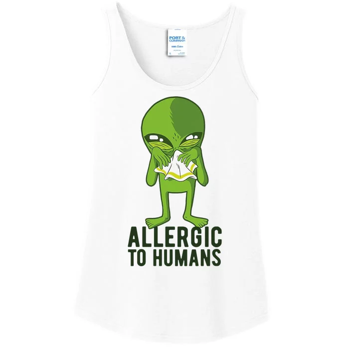 Allergic To Humans Funny Alien Ladies Essential Tank