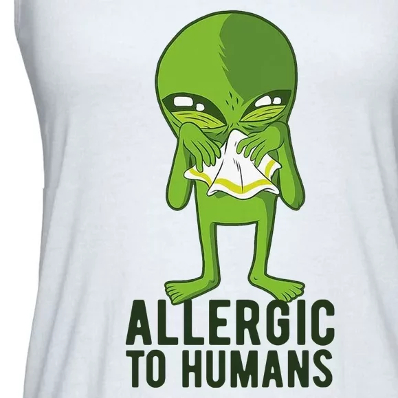 Allergic To Humans Funny Alien Ladies Essential Flowy Tank