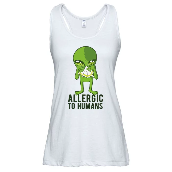 Allergic To Humans Funny Alien Ladies Essential Flowy Tank