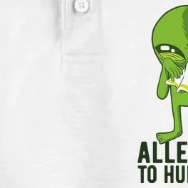 Allergic To Humans Funny Alien Dry Zone Grid Performance Polo