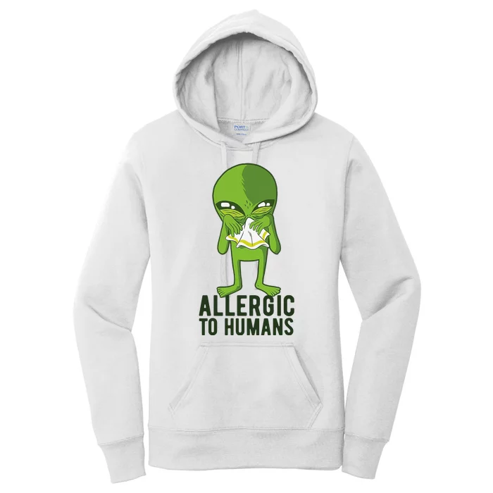 Allergic To Humans Funny Alien Women's Pullover Hoodie