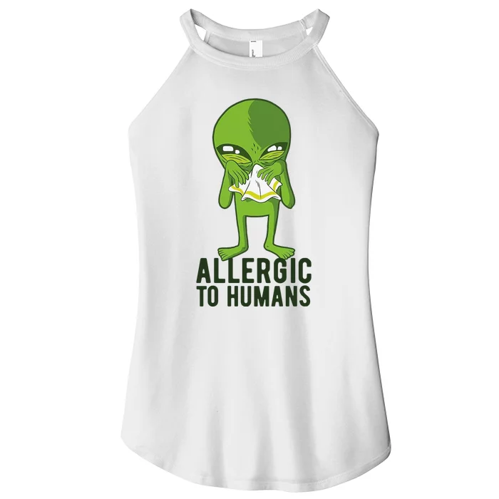 Allergic To Humans Funny Alien Women’s Perfect Tri Rocker Tank