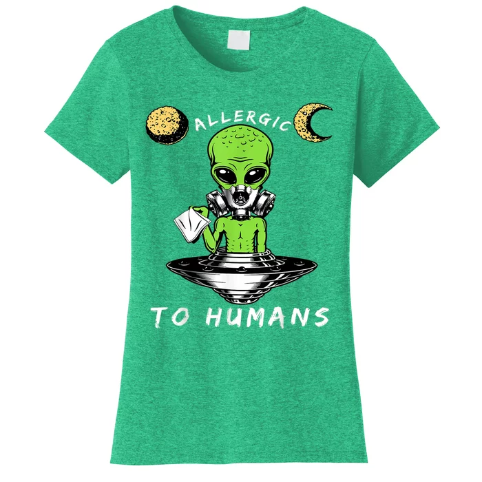 Allergic To Humans Funny Alien Ufo Sniffing Women's T-Shirt