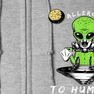 Allergic To Humans Funny Alien Ufo Sniffing Full Zip Hoodie