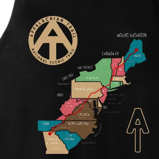 Appalachian Trail Hiking Map Ladies Tri-Blend Wicking Tank