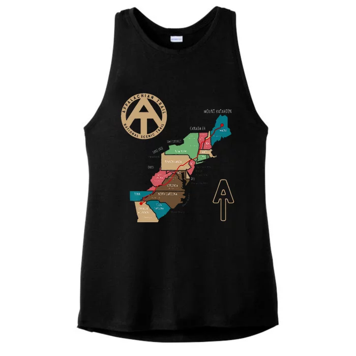 Appalachian Trail Hiking Map Ladies Tri-Blend Wicking Tank