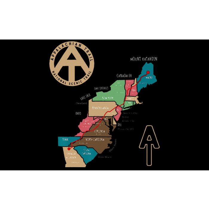 Appalachian Trail Hiking Map Bumper Sticker