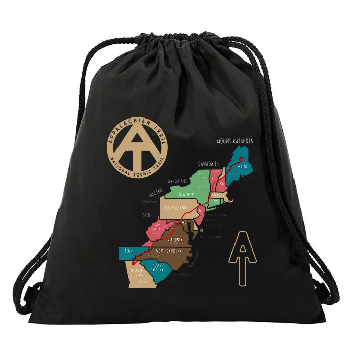 Appalachian Trail Hiking Map Drawstring Bag