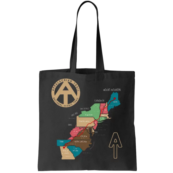 Appalachian Trail Hiking Map Tote Bag