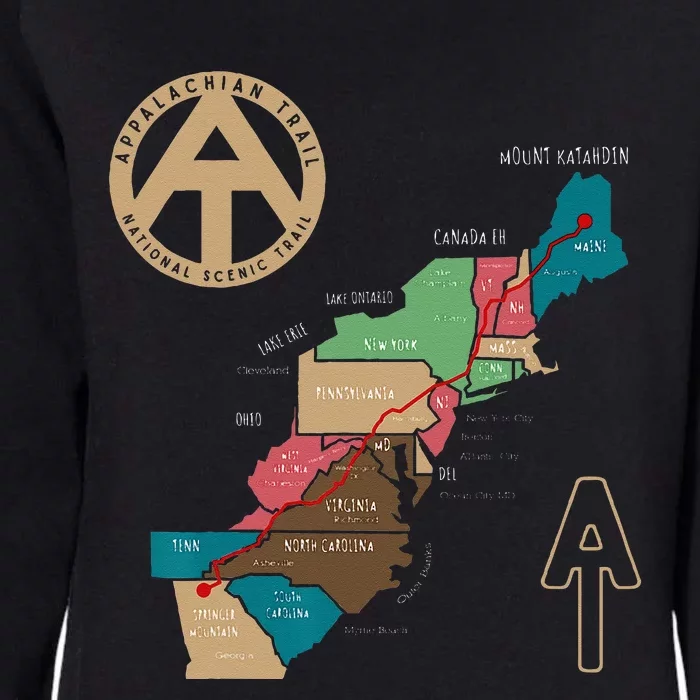 Appalachian Trail Hiking Map Womens California Wash Sweatshirt