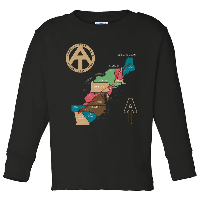 Appalachian Trail Hiking Map Toddler Long Sleeve Shirt