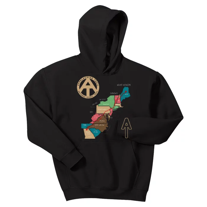 Appalachian Trail Hiking Map Kids Hoodie