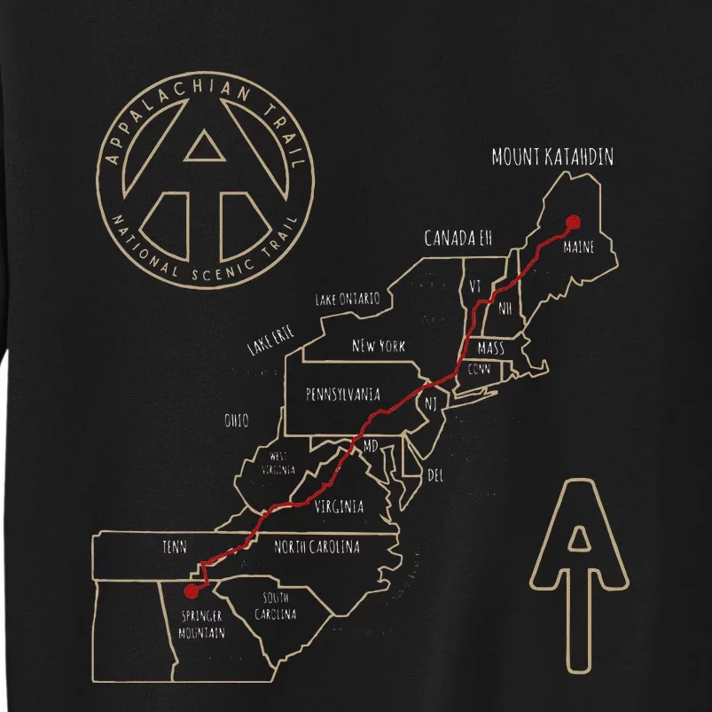 Appalachian Trail Hiking Map Outdoor Adventure Trailing Sweatshirt