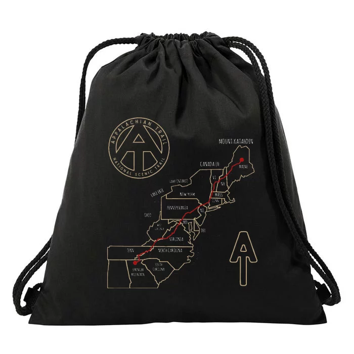 Appalachian Trail Hiking Map Outdoor Adventure Trailing Drawstring Bag