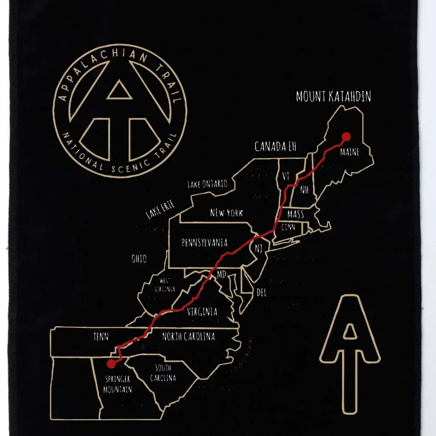 Appalachian Trail Hiking Map Outdoor Adventure Trailing Platinum Collection Golf Towel