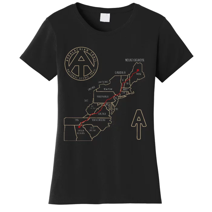 Appalachian Trail Hiking Map Outdoor Adventure Trailing Women's T-Shirt