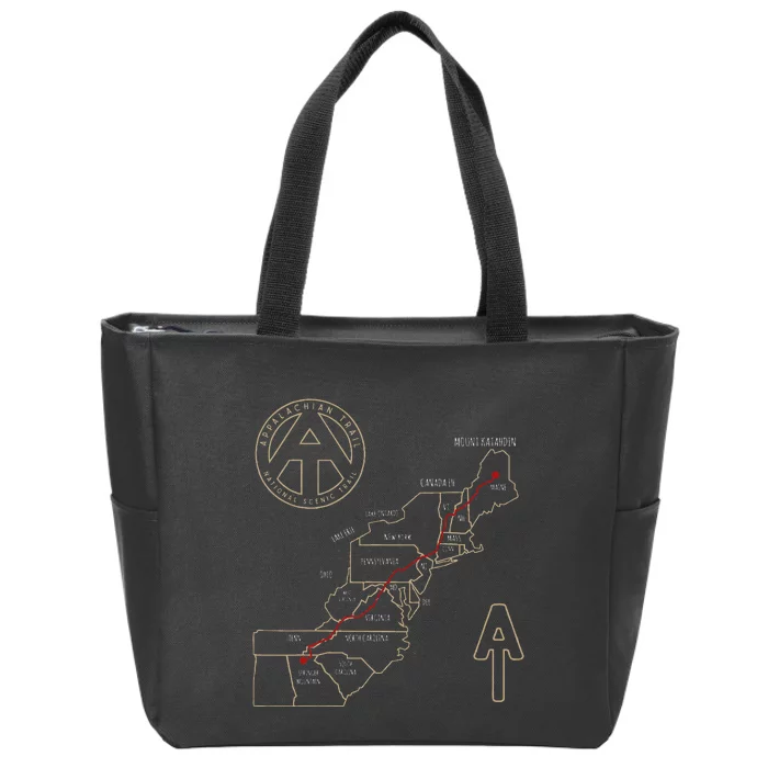 Appalachian Trail Hiking Map Outdoor Adventure Trailing Zip Tote Bag