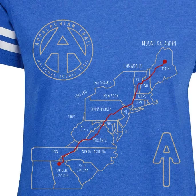 Appalachian Trail Hiking Map Outdoor Adventure Trailing Enza Ladies Jersey Football T-Shirt