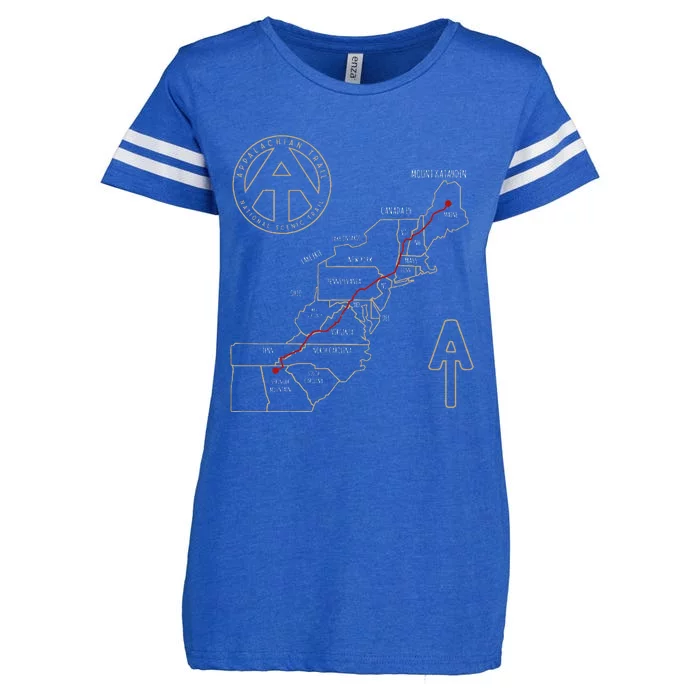 Appalachian Trail Hiking Map Outdoor Adventure Trailing Enza Ladies Jersey Football T-Shirt