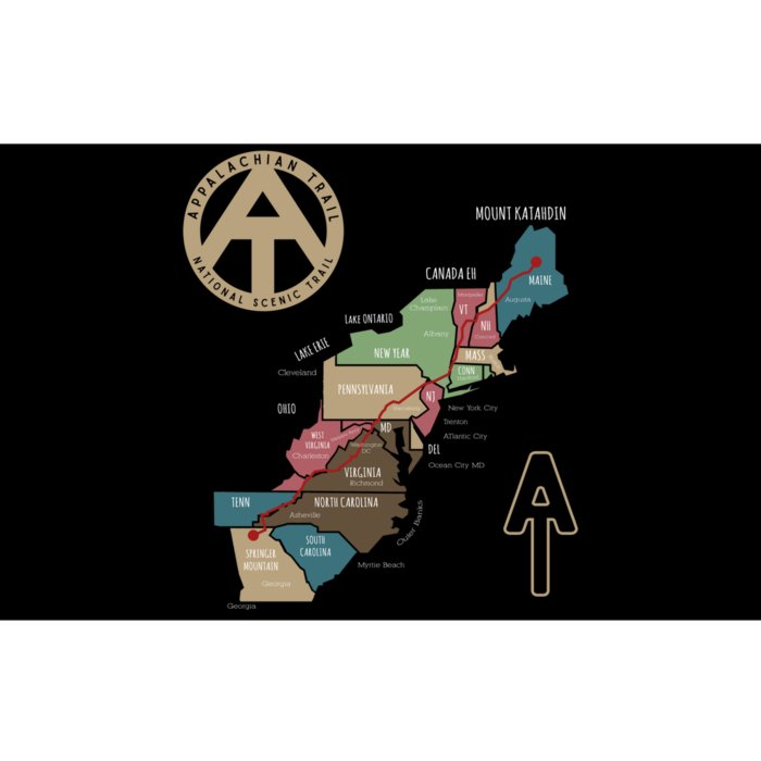 Appalachian Trail Hiking Map Bumper Sticker