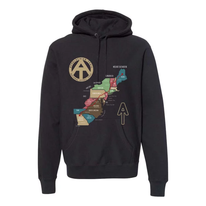 Appalachian Trail Hiking Map Premium Hoodie