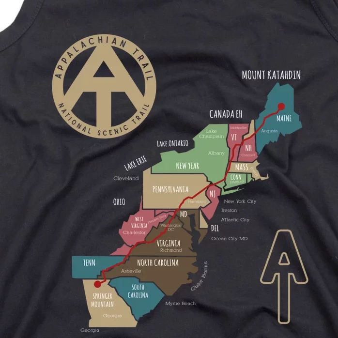 Appalachian Trail Hiking Map Tank Top