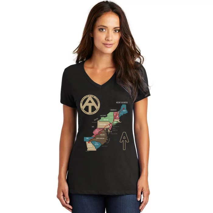 Appalachian Trail Hiking Map Women's V-Neck T-Shirt