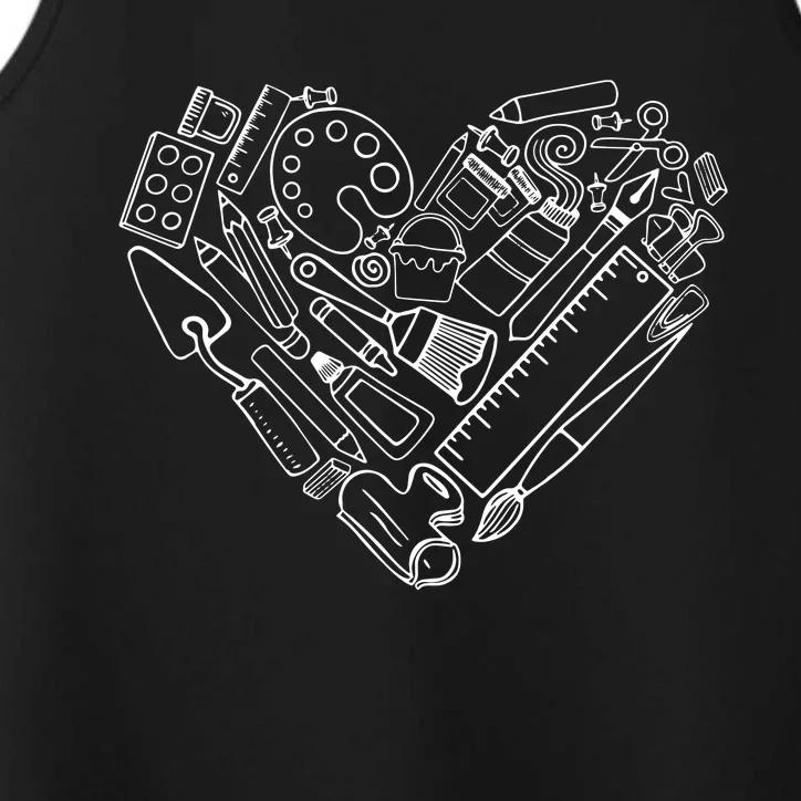 Art Teacher Heart Shape Teacher Apparel Performance Tank