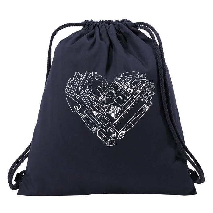 Art Teacher Heart Shape Teacher Apparel Drawstring Bag