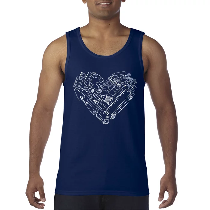 Art Teacher Heart Shape Teacher Apparel Tank Top