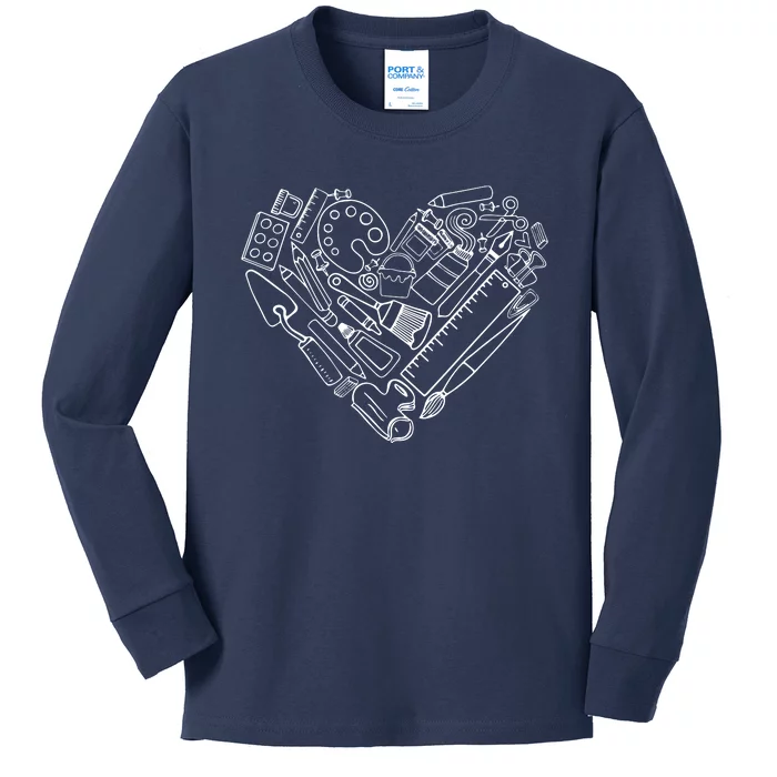 Art Teacher Heart Shape Teacher Apparel Kids Long Sleeve Shirt