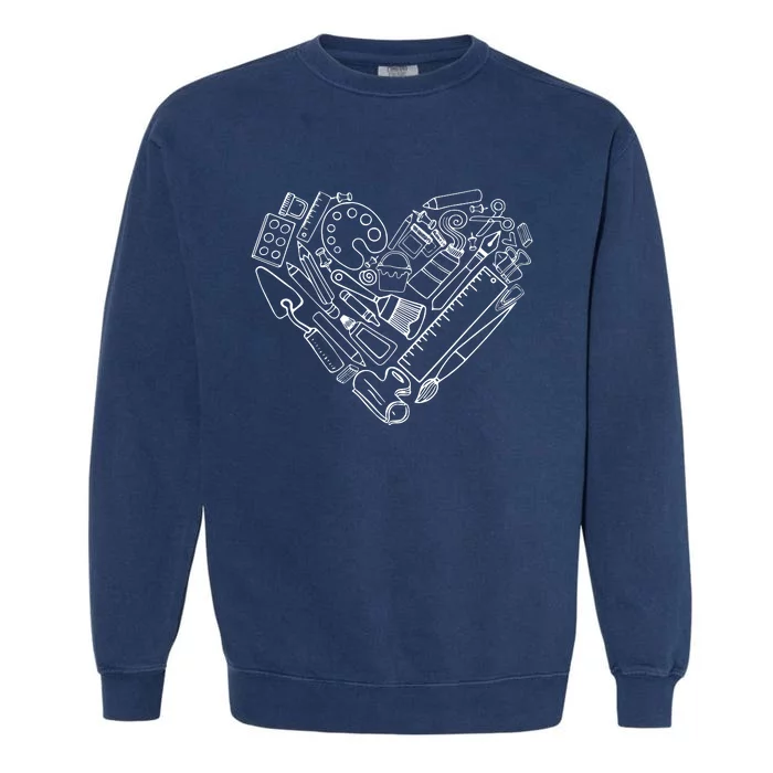 Art Teacher Heart Shape Teacher Apparel Garment-Dyed Sweatshirt