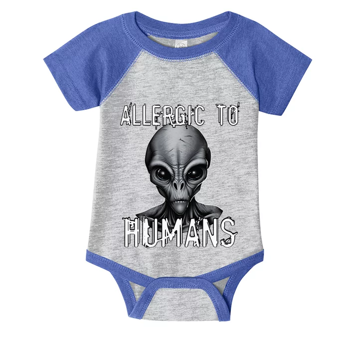 Allergic To Humans Funny Ufo Paranormal Infant Baby Jersey Bodysuit