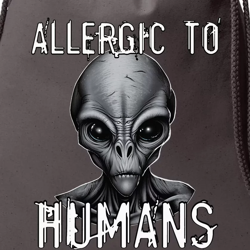 Allergic To Humans Funny Ufo Paranormal Drawstring Bag